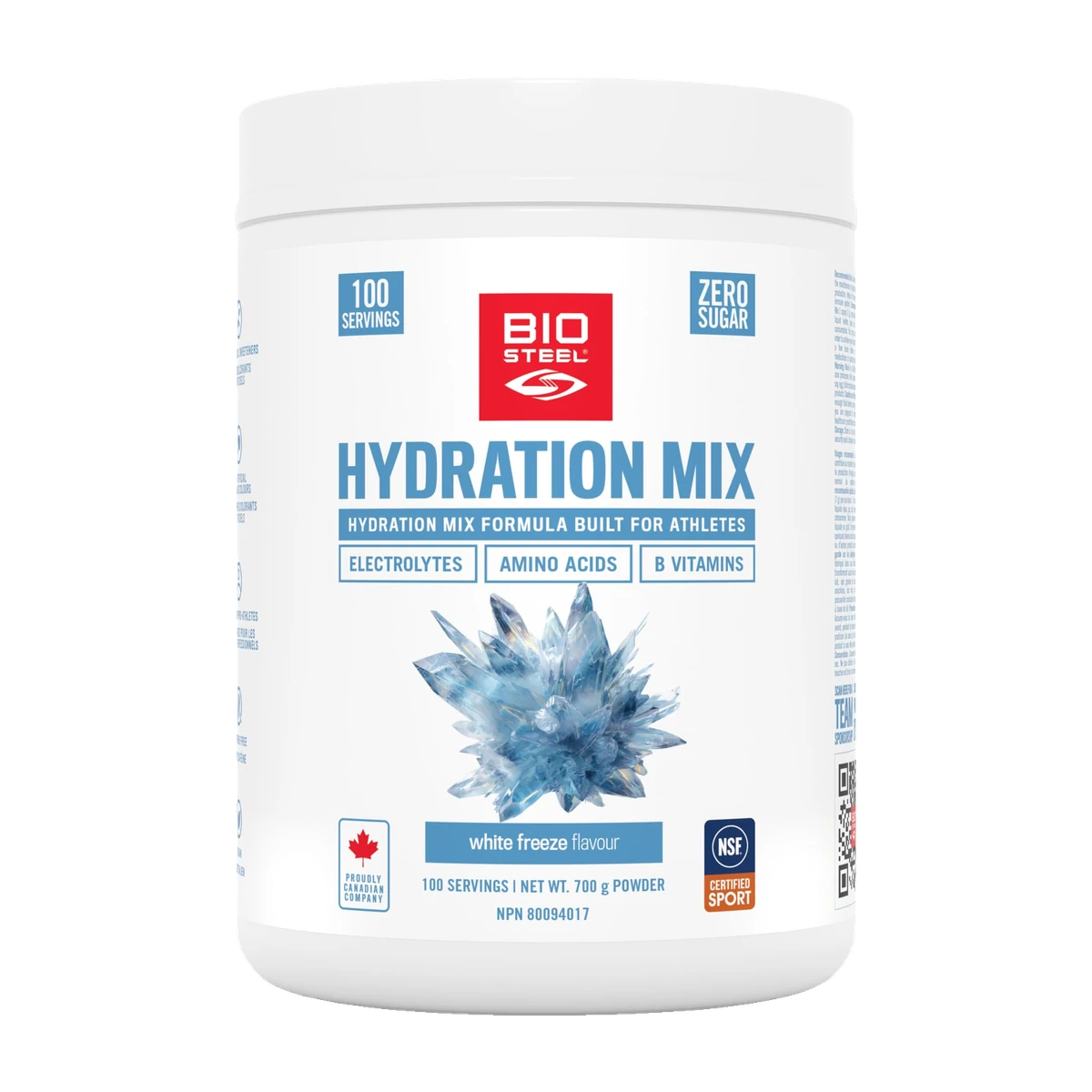 BioSteel Electrolyte Hydration Mix Powder, Zero Sugar, No Artificial Flavours, White Freeze, 100 Serving Container 🍁 All In One Marketplace Canada