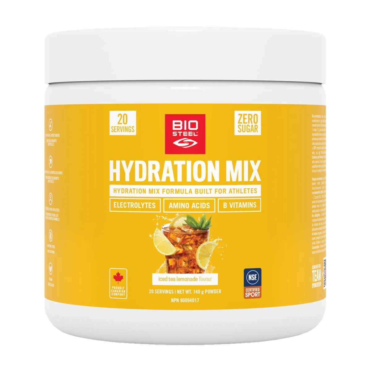 BioSteel Electrolyte Hydration Mix Powder, Zero Sugar, No Artificial Flavours, Iced Tea Lemonade, 20 Serving Container 🍁 All In One Marketplace Canada