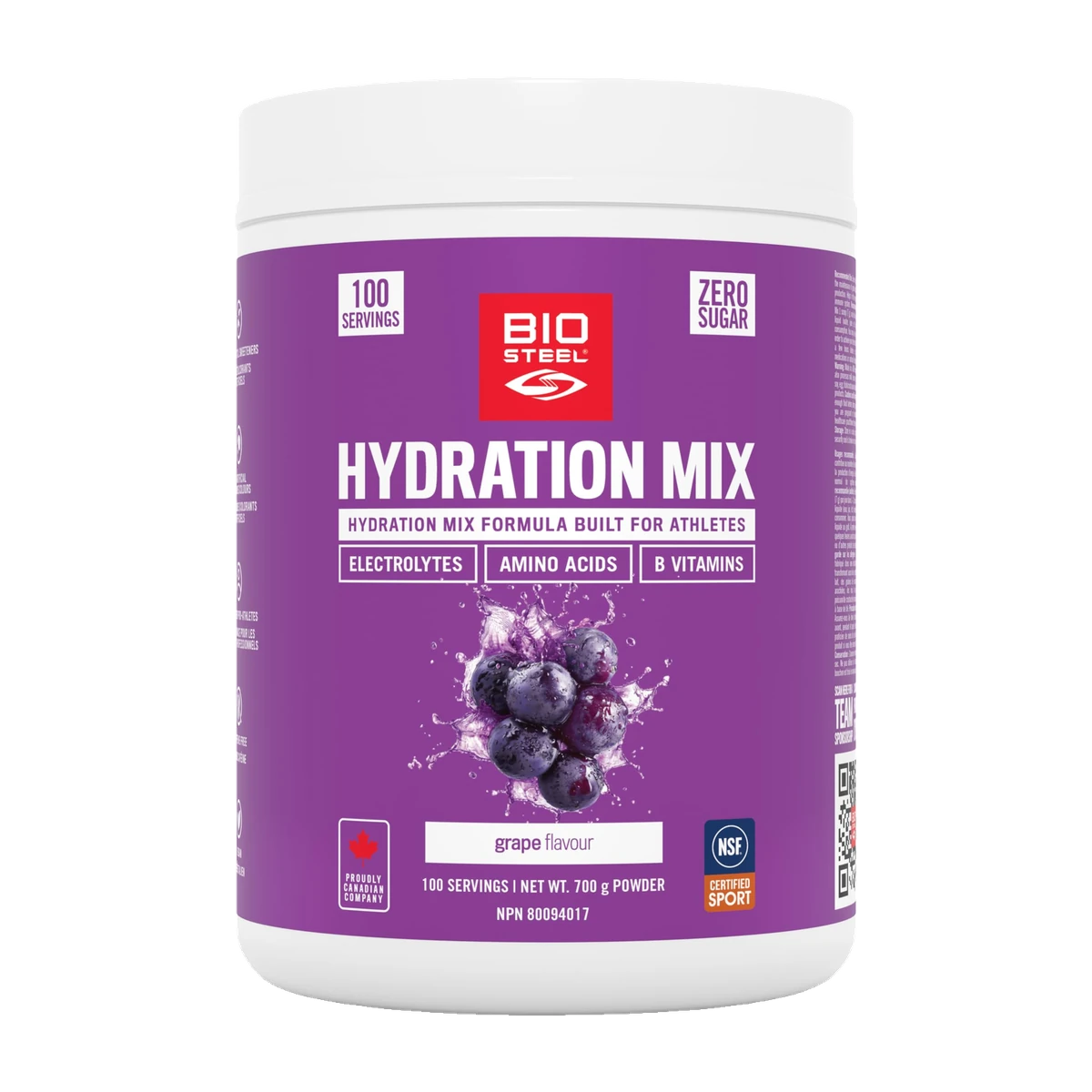 BioSteel Electrolyte Hydration Mix Powder, Zero Sugar, No Artificial Flavours, Grape, 100 Serving Container 🍁 All In One Marketplace Canada