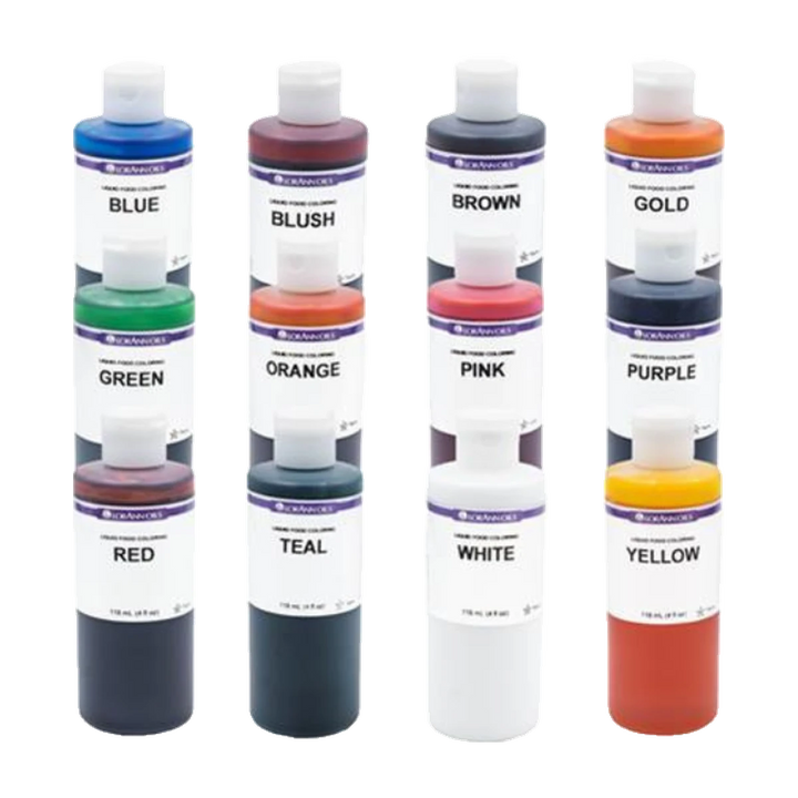 12-Unit Liquid Food Color Assortment, Variety Pack, 1 ounce, 12 unit per carton - Canadian Distribution - Ships Free Within Canada on Orders Above CAD $199